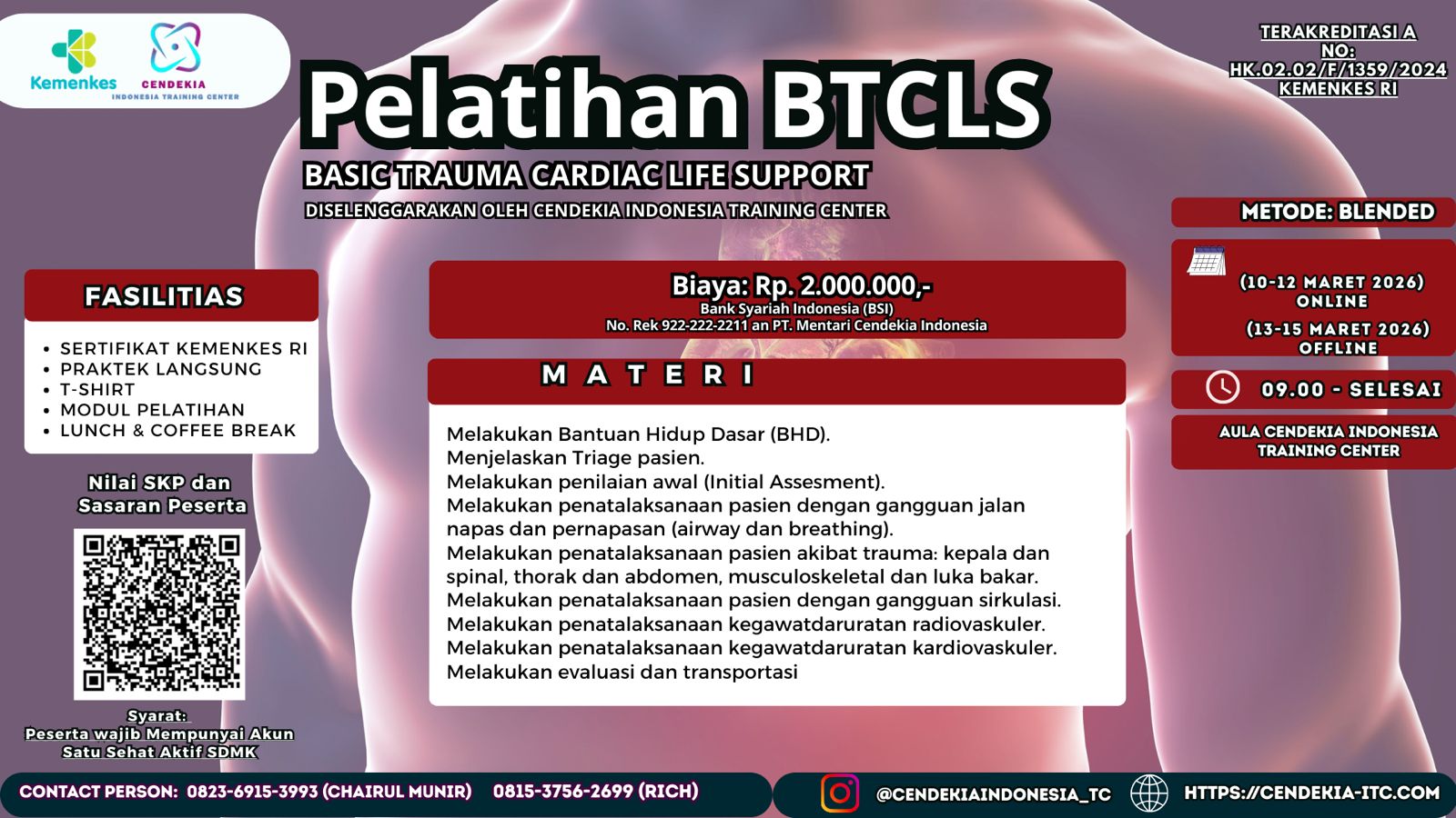Pelatihan Basic Trauma Cardiac Life Support (BTCLS) Angkatan 26