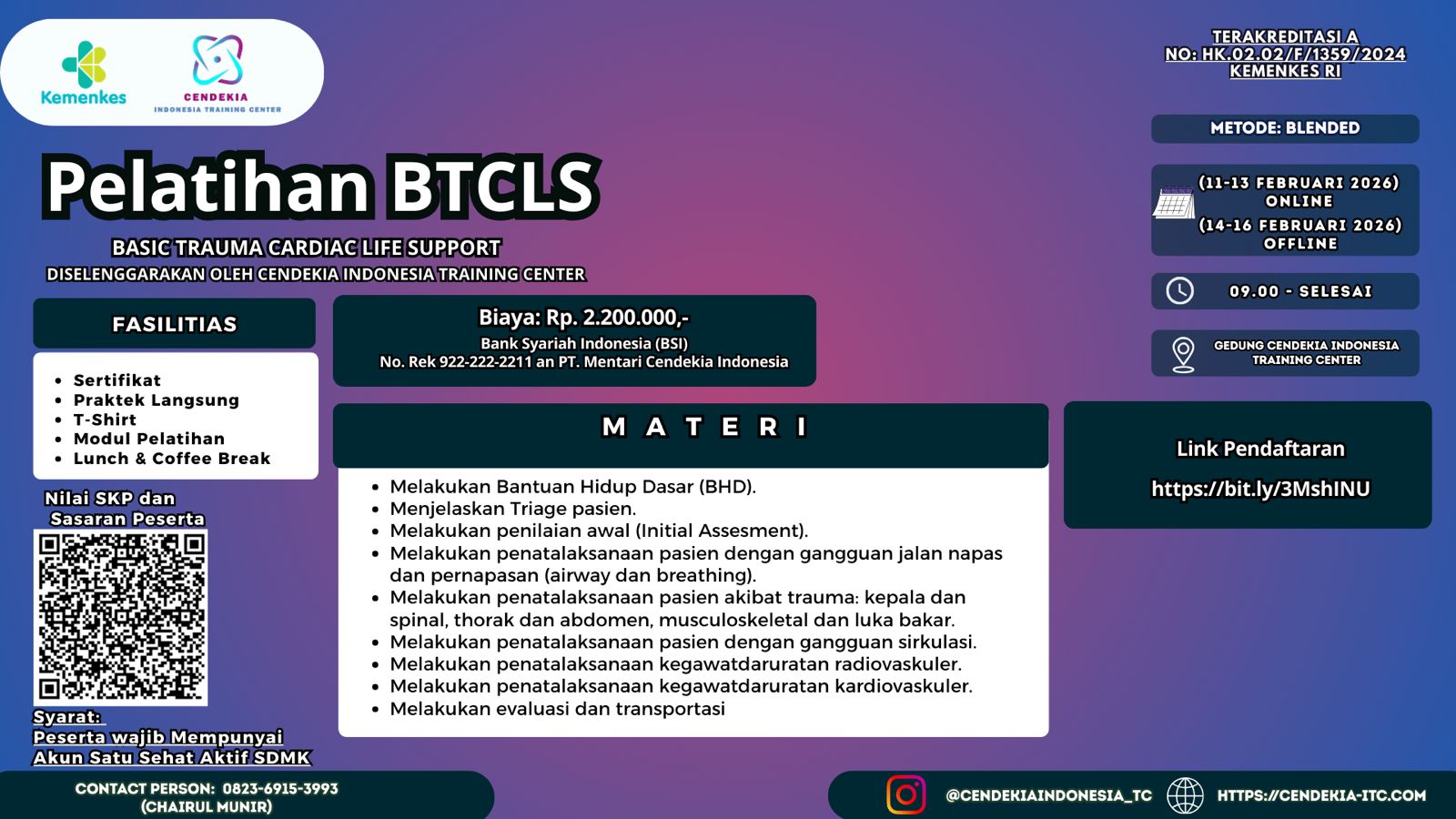 Pelatihan Basic Trauma Cardiac Life Support (BTCLS) Angkatan 25