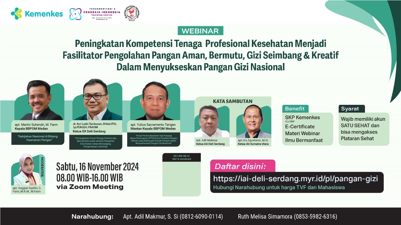 Peningkatan Kompetensi Tenaga Profesional Kesehatan Menjadi  Fasilitator Pengolahan Pangan Aman, Bermutu, Gizi Seimbang,Dan  Kreatif  Dalam Mensukseskan Pangan Gizi Nasiona