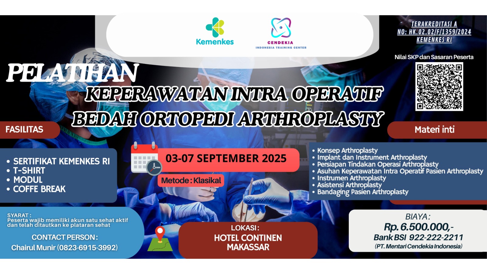 Pelatihan Keperawatan Intra Operatif Bedah Ortopedi Arthroplasty Bagi Perawat Kamar Bedah Di Rumah Sakit  Angkatan 1