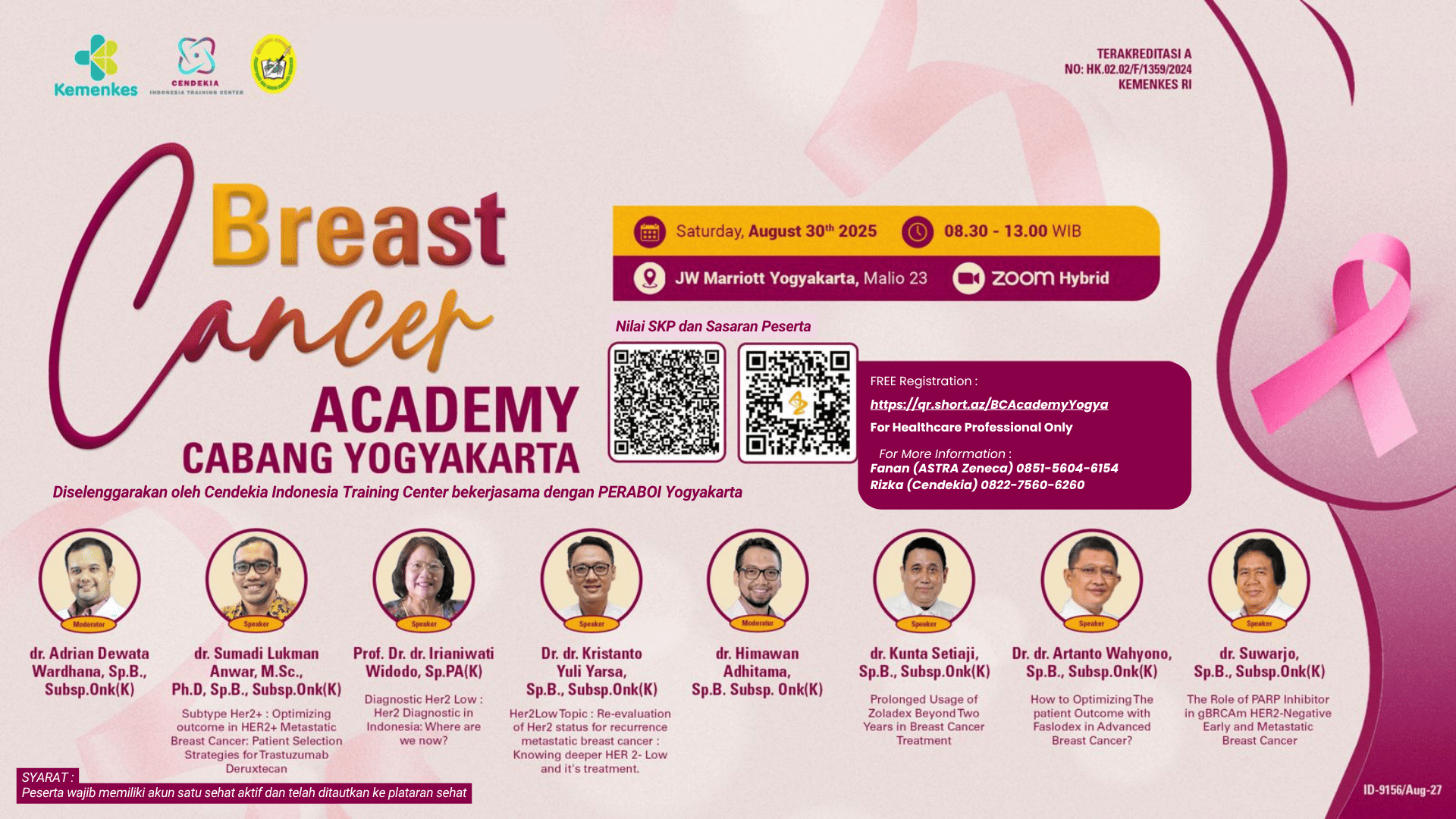 SEMINAR BREAST CANCER ACADEMY PERABOI CABANG YOGYAKARTA Angkatan 1