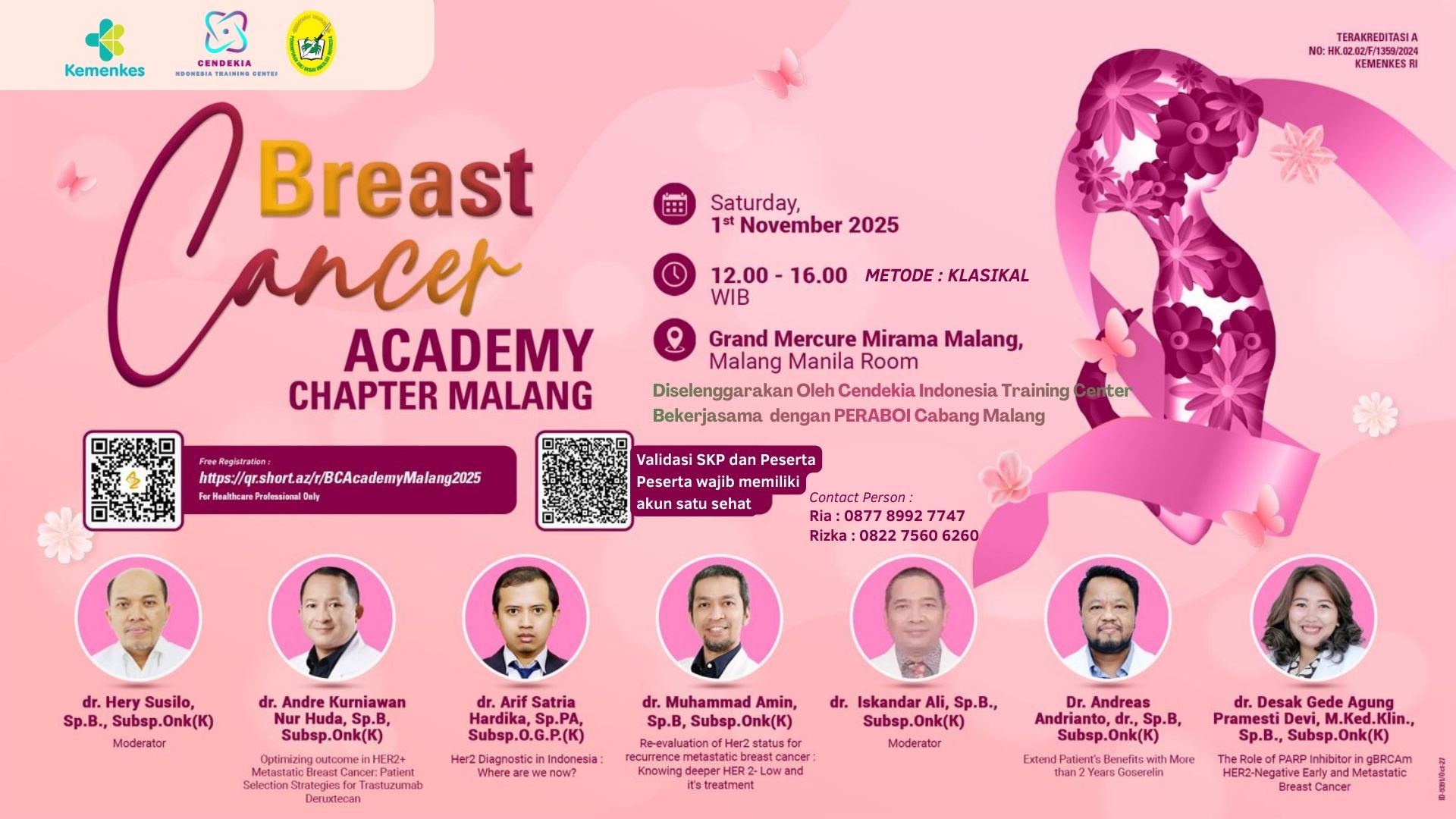 Seminar Breast Cancer Academy PERABOI Cabang Malang - Jawa Timur Angkatan 1