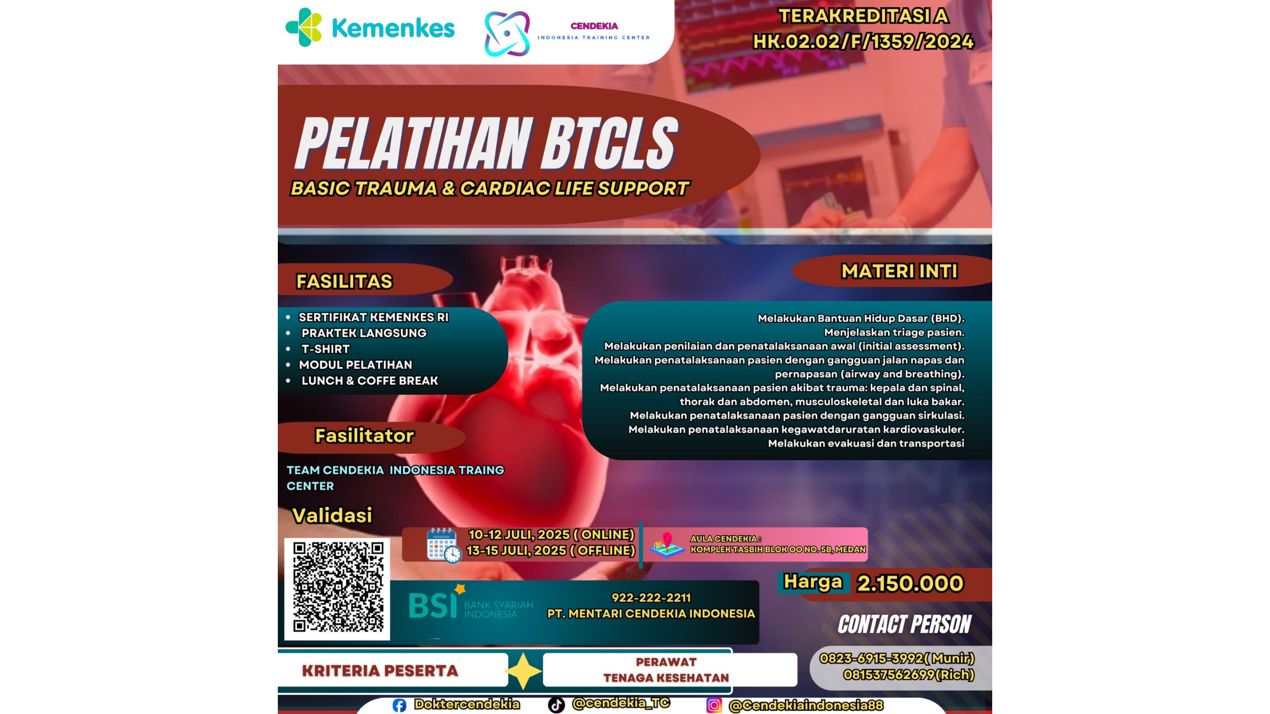 Pelatihan Basic Trauma Cardiac Life Support (BTCLS) Angkatan 12
