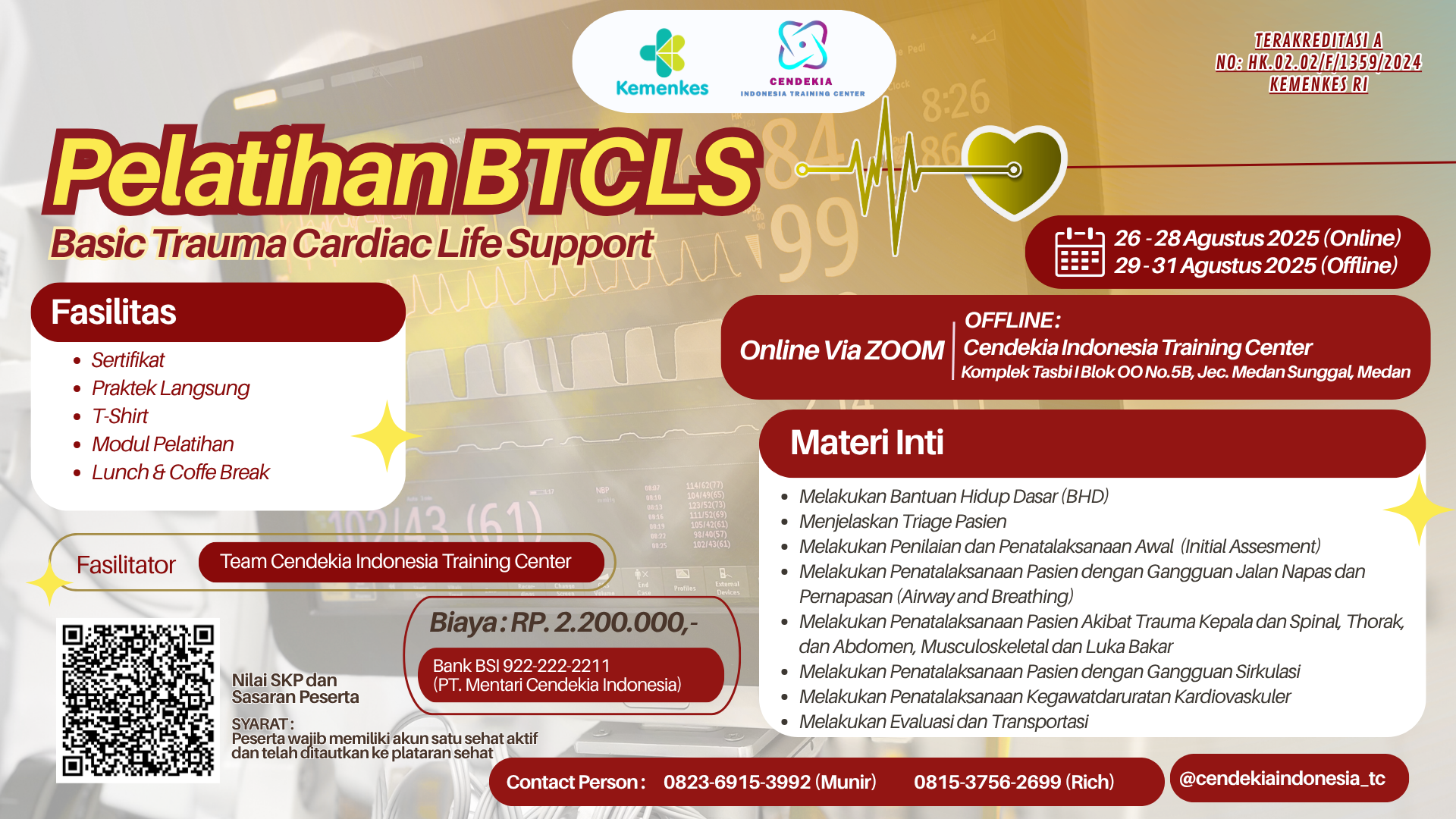 Pelatihan Basic Trauma Cardiac Life Support (BTCLS) Angkatan 17