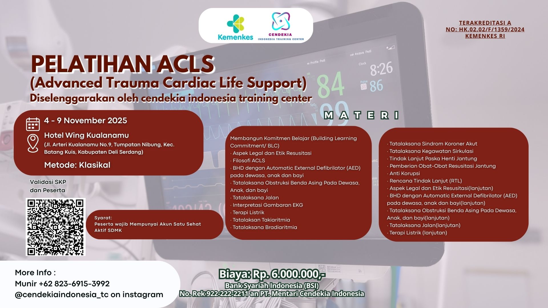 Pelatihan Advance Cardiac Life Support (ACLS) bagi Dokter di Fasilitas Pelayanan Kesehatan (Fasyankes) Angkatan 2