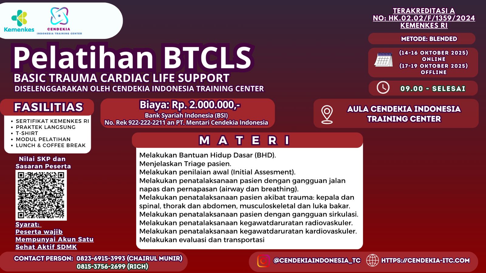 Pelatihan Basic Trauma Cardiac Life Support (BTCLS) Angkatan 18