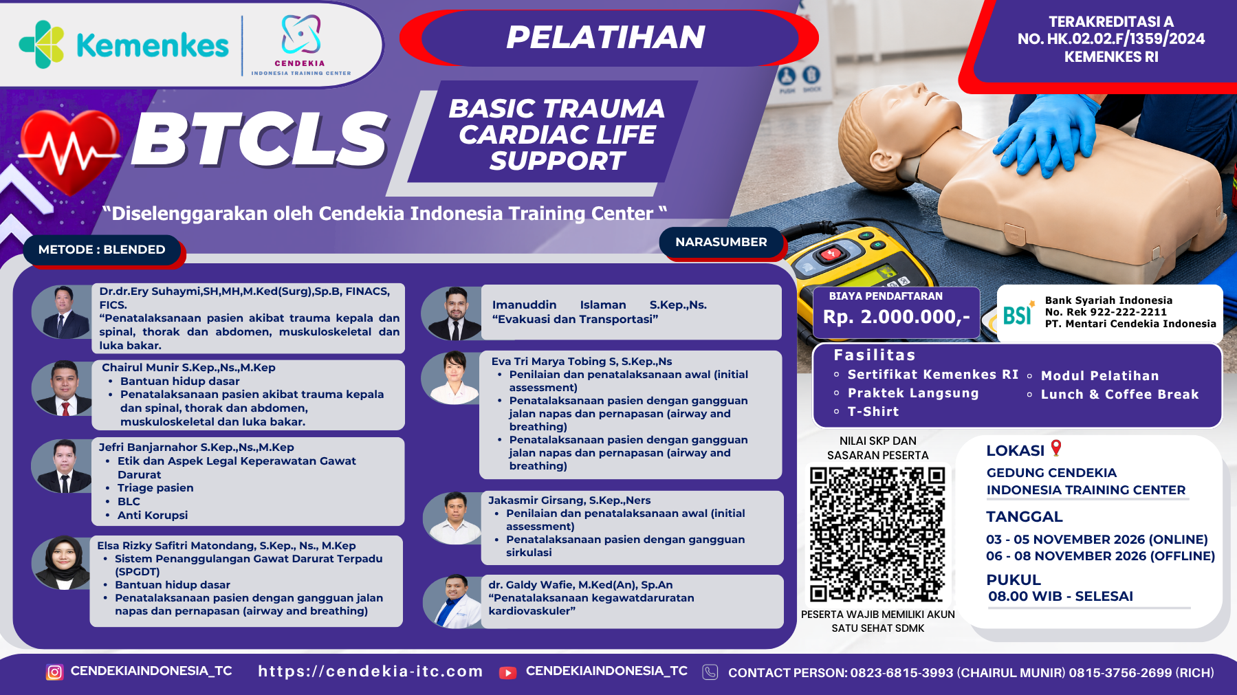 Pelatihan Basic Trauma Cardiac Life Support (BTCLS) Angkatan 44